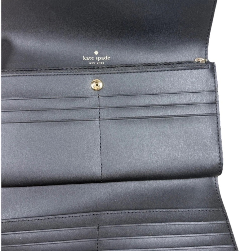 KATE SPADE black leather wristlet wallet phone money holder - Picture 3 of 4